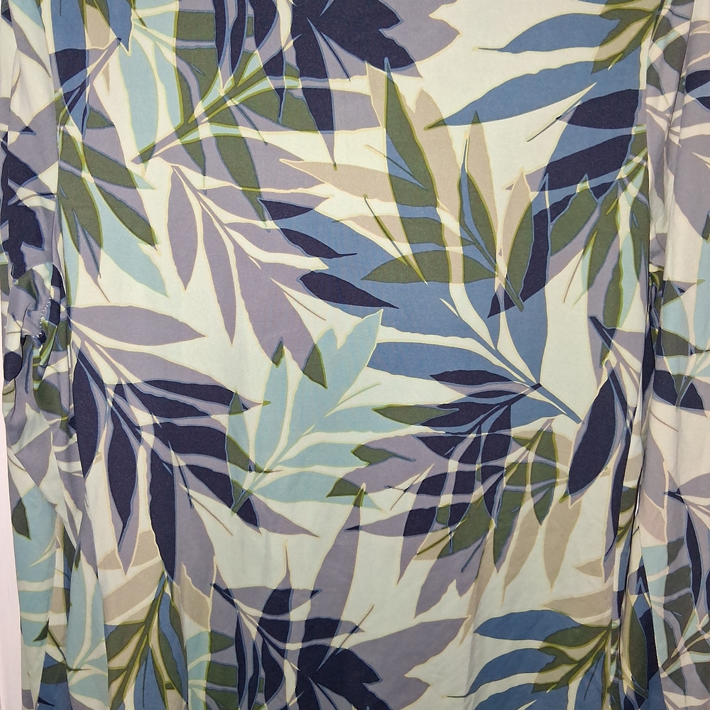 Hang Ten Women's Long-Sleeve Leaf Print Top - Blue/Green - Picture 10 of 10